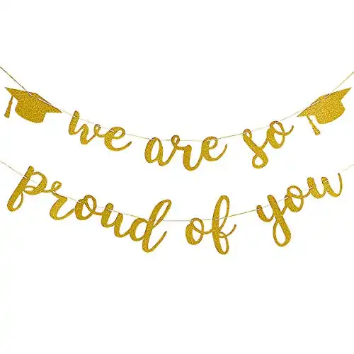 We are So Proud of You Banner Gold Glitter- Graduation Party Decorations 2022,Congratulations Decorations, Graduation Banner 2022,Congratulations Banner