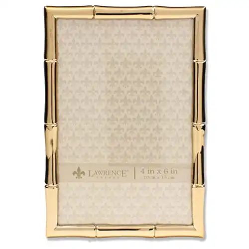 Lawrence 712246 4-Inch W x 6-Inch H Gold Metal Picture Frame with Bamboo Design