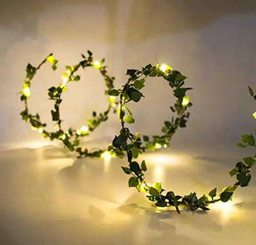 Beaumode 20LEDs Warm White Tiny Leaf Garland Holiday Copper Battery Powered Fairy String Lights for Christmas Party New Year Wedding Garden Décor (Warm White)