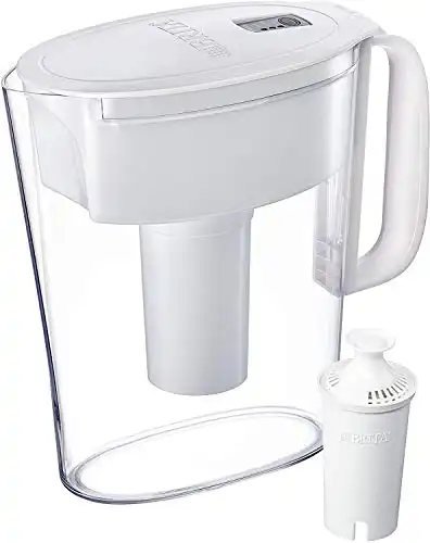 Brita Water Filter Pitcher for Tap and Drinking Water with 1 Standard Filter, Lasts 2 Months, 6-Cup Capacity, Christmas Gift for Men and Women, BPA Free, White