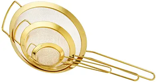 Bloomingville Set of 3 Stainless Steel Strainers with Gold Finish