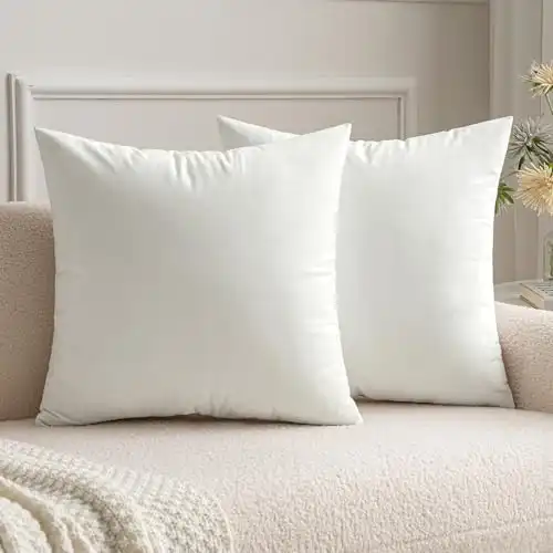 MIULEE Pack of 2 Velvet Pillow Covers Decorative Square Pillowcase Soft Solid Cushion Case for Spring Couch Sofa Bedroom Car 26×26 Inch Pure White