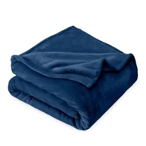 Bare Home Fleece Blanket - Twin/Twin Extra Long Blanket - Dark Blue - Lightweight Blanket for Bed, Sofa, Couch, Camping, and Travel - Microplush - Ultra Soft Warm Blanket (Twin/Twin XL, Dark Blue)