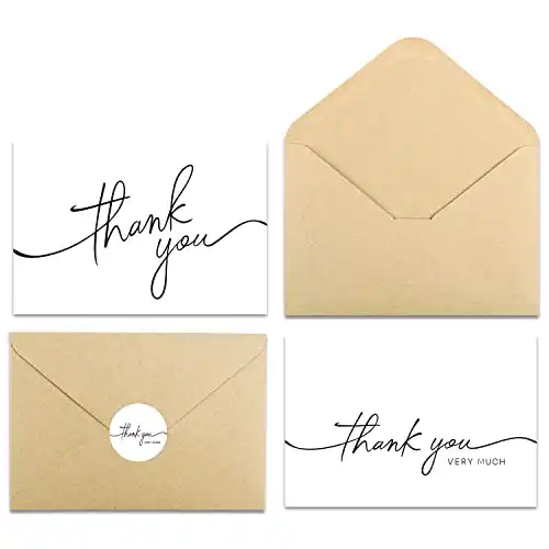 BGTCARDS Thank You Cards with Envelopes, 4" x 6" Professional Looking | Suitable for Business, Baby Shower, Wedding, Small Business, Graduation, Bridal Shower, Funeral