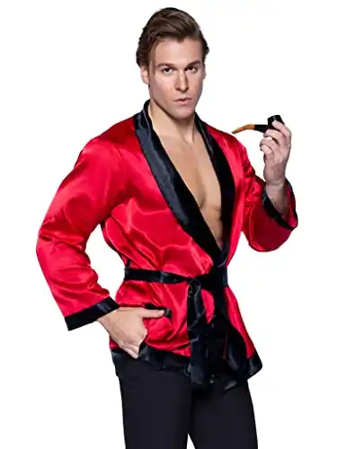 Leg Avenue Men's 2 Piece Bachelor Cigarette Smoke Jacket And Pipe Costume, Red/Black, One Size