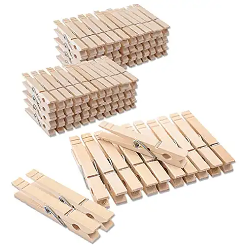 Clothes Pins Wood for Hanging Clothes,3.5 Inch【100pcs】 Heavy Duty Wooden Clothespins,Clothes Pins for Craft,Wooden Clips for Pictures. | Rust Resistant