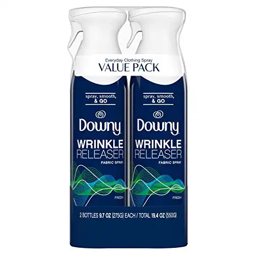 Downy WrinkleGuard Wrinkle Release Fabric Spray, Fresh Scent, 9.7 Oz (Pack of 2) - Fabric Refresher, Odor Eliminator & Anti Static