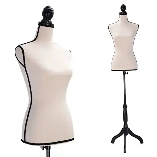 JAXPETY Female Mannequin Torso Clothing Display W/Black Tripod Stand New Beige (Beige)
