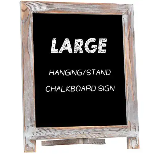 Rustic Chalkboard Sign, NEARPOW 15”x12” Tabletop Stand and Wall Hanging Display, Pine Wood Frame with Smooth Magnetic Surface Chalk Board Easel for Home Decoration, Wedding, Kitchen, Menu(Whitewas...