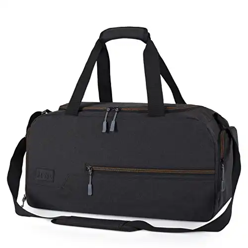 MarsBro Water Resistant Sports Gym Travel Weekender Duffel Bag with Shoe Compartment Black Medium