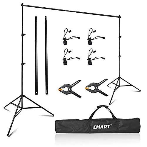 EMART Photography Backdrop Stand, 8 x 8 ft Adjustable Photo Background Holder, Back Drop Banner Stand Support System Kit for Photoshoot Video Studio, Birthday Party