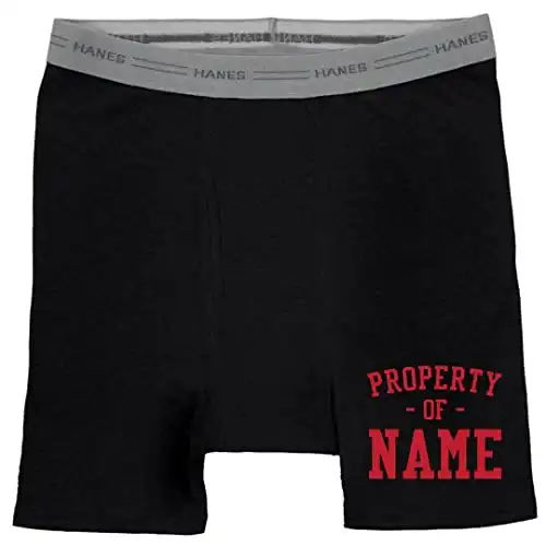 Custom Property Of Gifts For Him: Hanes Black Boxer Brief Underwear