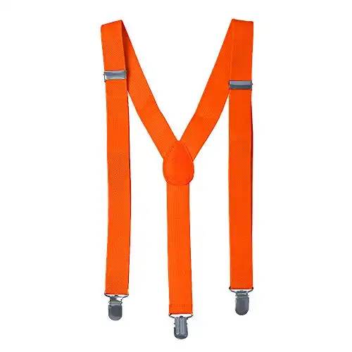 CoverYourHair Suspenders - Orange Suspenders - Elastic Suspenders - Costume Suspenders