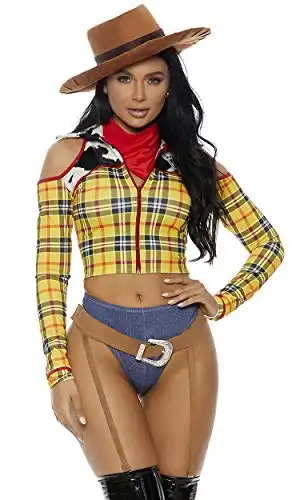Forplay Women's Playtime Sheriff Cowboy Movie Character Costume - Premium Halloween Costume for Women - 4-Piece Fancy Outfit for Party