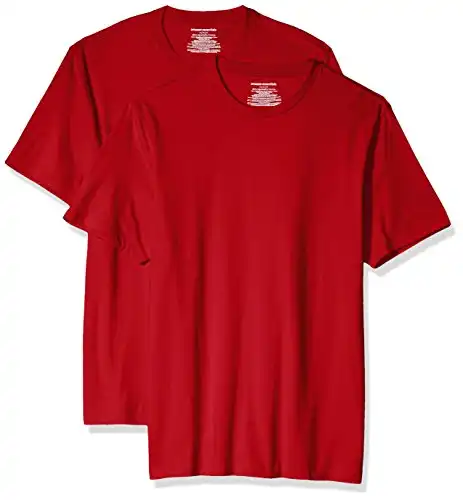 Amazon Essentials Men's Slim-Fit Short-Sleeve Crewneck T-Shirt, Pack of 2, Red, Medium