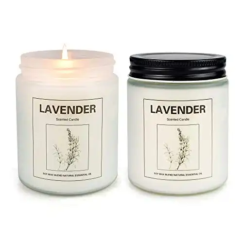 2 Pack Lavender Candles for Home Scented, Aromatherapy Lavender Candle, Soy Wax Candle Set, Women Gift with Strongly Fragrance Jar Candles