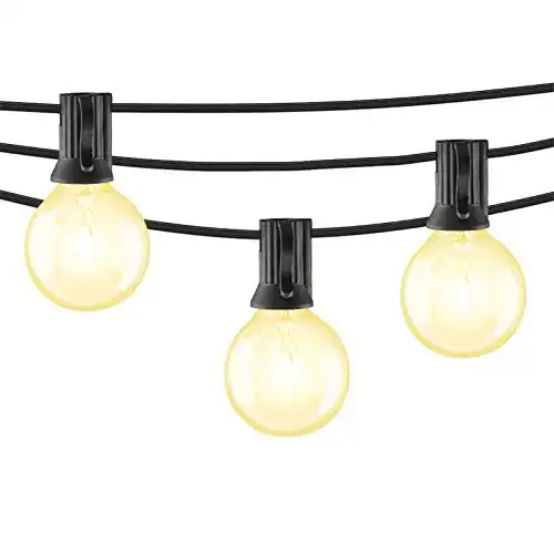 Mr Beams 5W G40 Bulb Incandescent Weatherproof Indoor/Outdoor String Lights, 100 ft, Black, Feet