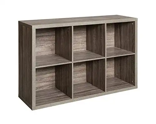 ClosetMaid 6 Cube Storage Shelf Organizer Bookshelf with Back Panel, Easy Assembly, Wood, Weathered Gray