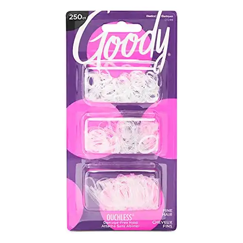 GOODY Ouchless Womens Polyband Elastic Hair Tie - 250 Count, Clear - Fine Hair Accessories to Style With Ease and Keep Your Hair Secured - Perfect for Fun and Unique Hairstyles - Pain-Free