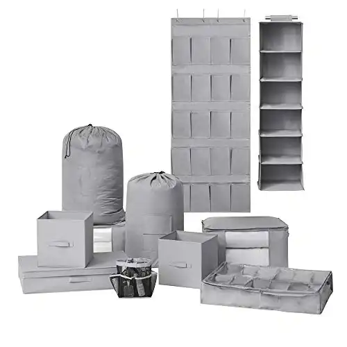 DormCo 11PC Complete Organization Set - TUSK® Storage - Gray
