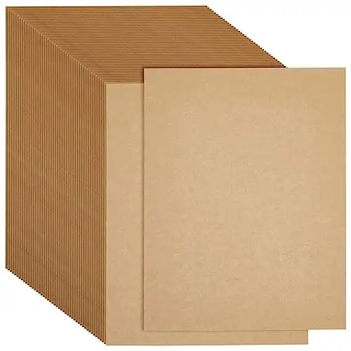 48-Pack Kraft Paper Sheets for Wedding, Brown Cardstock for Party Invitations, Announcements, Drawing, DIY Projects, Arts and Crafts, Letter Size, 120gsm (8.5 x 11 Inches)