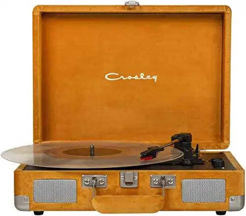Crosley CR8005U-MD1 Cruiser Deluxe Vintage 3-Speed Bluetooth Suitcase Vinyl Record Player Turntable, Mustard