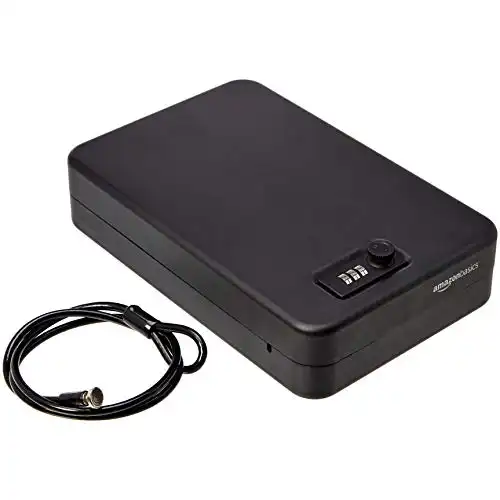 Amazon Basics Portable Security Case Lock Box Safe, Combination Lock, XXL, Black