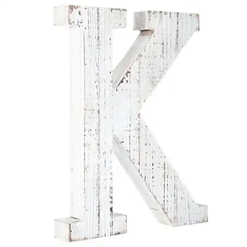 Distressed White Alphabet Wall Décor/Free Standing Monogram Letter K