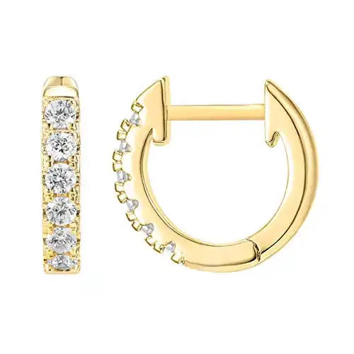 PAVOI 14K Yellow Gold Plated Mid Size Cubic Zirconia Cuff Earrings Huggie Stud