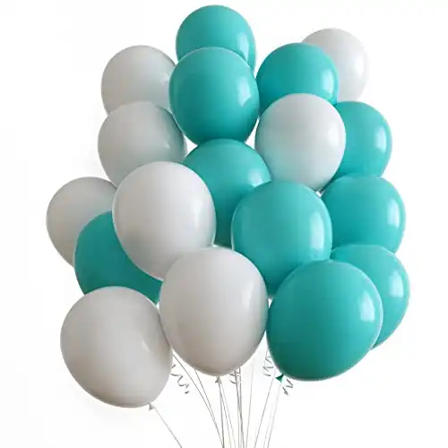 BALONAR 60pcs 12inch White and Blue Latex Balloon for Birthday Party Decoration Baby Shower Supplies Wedding Ceremony Balloon Anniversary Decorations Arch Balloon (blue 03)