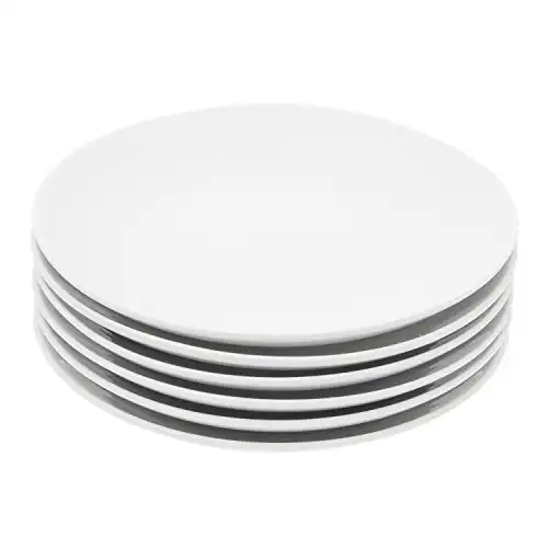 Miicol Durable Porcelain 6-Piece Dessert Plate Set, Elegant White Serving Plates (6-inch dessert plates)