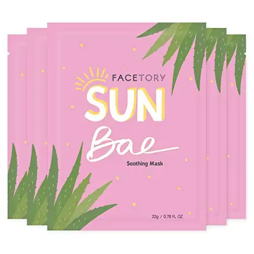 FACETORY Sun Bae Aloe Vera Soothing Sheet Mask - Soothing, Calming, and Hydrating (Pack of 5)