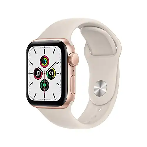 Apple Watch SE (Gen 1) [GPS 40mm] Smart Watch w/Gold Aluminium Case with Starlight Sport Band. Fitness & Activity Tracker, Heart Rate Monitor, Retina Display, Water Resistant