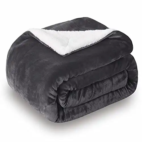 SOCHOW Sherpa Fleece Throw Blanket, Reversible Super Soft Luxurious Plush Blanket Throw Size, Dark Grey, 50"x60"