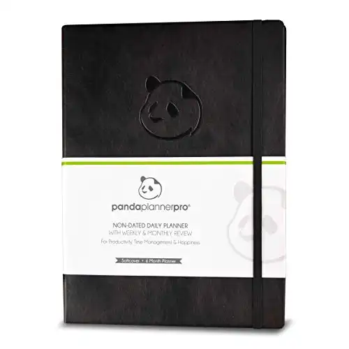 Panda Planner Pro - Best Daily Planner for Happiness & Productivity - 8.5 x 11" Softcover - Undated Day Planner - Guaranteed to Get You Organized - Gratitude & Goals 6 Month Journal (Blac...