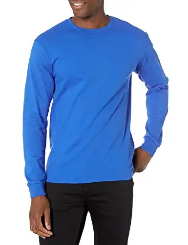 Soffe Men's Long-Sleeve Cotton T-Shirt, Royal, Large