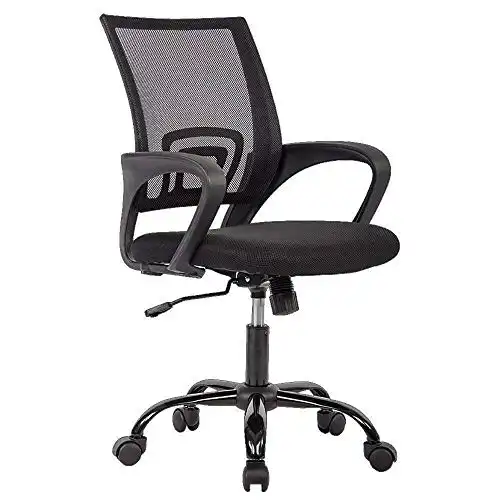 Office Chair Ergonomic Cheap Desk Chair Mesh Computer Chair Lumbar Support Modern Executive Adjustable Stool Rolling Swivel Chair for Back Pain (Black)