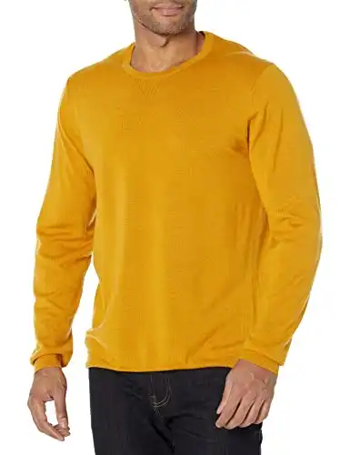 Goodthreads Men's Lightweight Merino Wool Crewneck Sweater, Yellow, Large