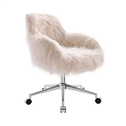Linon Fiona Chrome Base Office Chair, Metal, 23.5"W x 22"D x 31-35"H