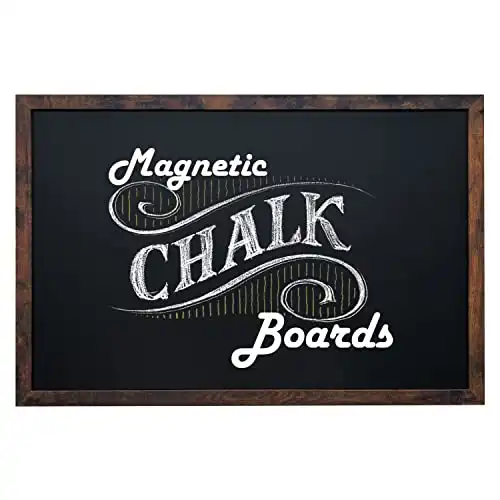 Loddie Doddie Magnetic Chalkboard - for Kitchen and Wall Decor - Easy-to-Erase Chalkboard - Framed Magnet Blackboard - Hanging Black Chalkboards (Rustic Frame, 24x36)