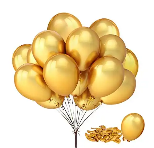 Fecedy 100pcs/pack 12" Gold Shiny Balloons for Party Decoration 12 inches