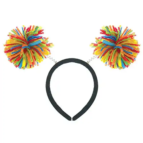 Rainbow Pom Pom Headbopper Headband - 9"x 4.25" - Beautiful & Vibrant Color Design, Perfect For Halloween, Costume Parties & Everyday Use - 1 Pc
