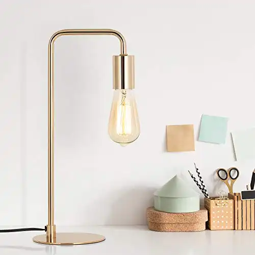 Edison Table Lamp, Industrial Desk Lamps, Small Gold Metal Lamp Suit for Bedside Dressers Coffee Table Study Desk in Bedroom, Guest Room Office