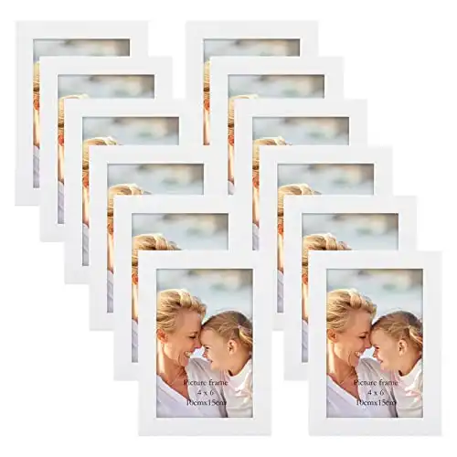 Lyeasw 4x6 Picture Frames White 12 Pack, Multi 4 by 6 Photo Frame with HD Glass for Wall Mount or Tabletop Display