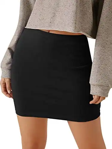 Verdusa Women's Basic High Waisted Pencil Bodycon Short Skirt Black L