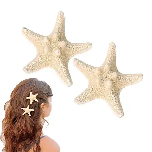 OBTANIM 2 Pcs Starfish Hair Clip Resin Beach Sea Star Hair Pins Mermaid Hair Clips Accessories for Women and Girls