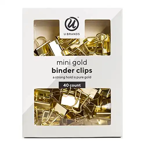 U Brands Mini Binder Clips, Gold, Pack of 40 (763A06-24)