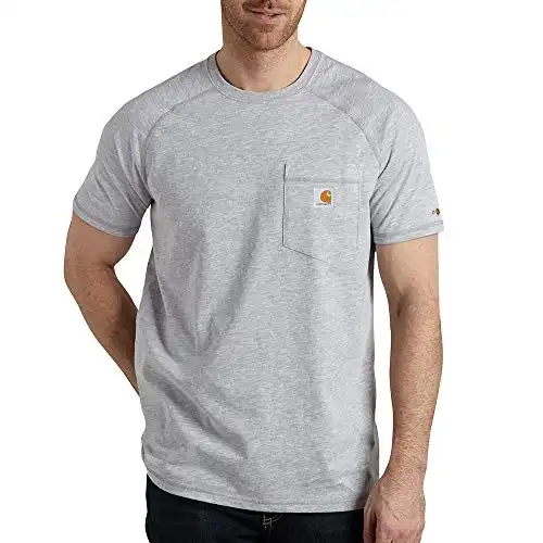 Carhartt Men's Big & Tall Force Relaxed Fit Midweight Short-Sleeve Pocket T-Shirt 100410, Heather Gray, 4X-Large