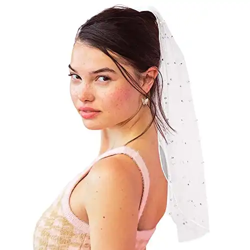 xo, Fetti Bachelorette Party Pearl Bridal Veil | Headband Decorations, Bride To Be Gift, Wedding