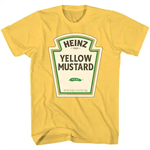 Heinz Mustard Bottle Logo Classic Vintage Retro Funny Halloween Costume Men's T-Shirt (Gold, X-Large)